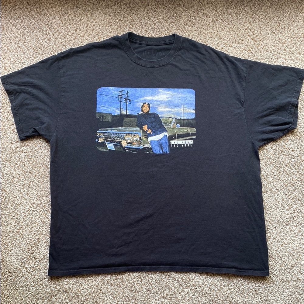 Ice Cube Black Graphic Short Sleeve Tee with Iconic Picture of Ice Cube. 2XL